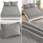 Husa/Topper din catifea cu elastic 180 cm x 200 cm + 2 fete de perna TOP17