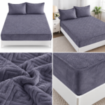 Husa/Topper din catifea cu elastic 180 cm x 200 cm + 2 fete de perna TOP20