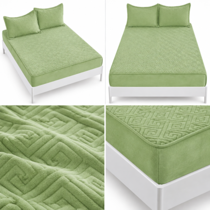 Husa/Topper din catifea cu elastic 180 cm x 200 cm + 2 fete de perna TOP14