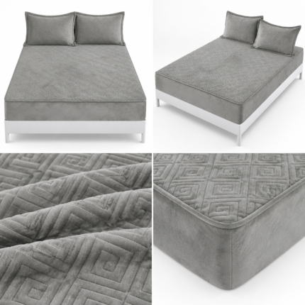 Husa/Topper din catifea cu elastic 180 cm x 200 cm + 2 fete de perna TOP16