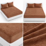 Husa/Topper din catifea cu elastic 180 cm x 200 cm + 2 fete de perna TOP19