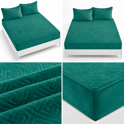 Husa/Topper din catifea cu elastic 180 cm x 200 cm + 2 fete de perna TOP15