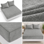 Husa/Topper din catifea cu elastic 180 cm x 200 cm + 2 fete de perna TOP17