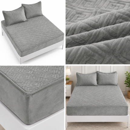 Husa/Topper din catifea cu elastic 180 cm x 200 cm + 2 fete de perna TOP17