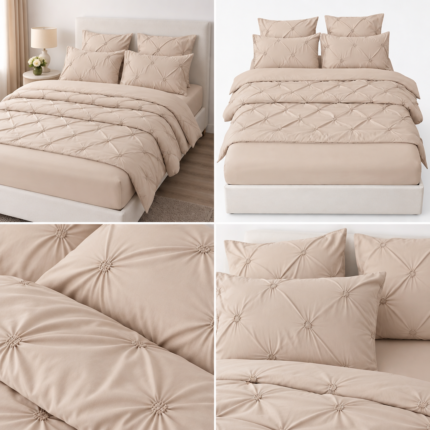 Lenjerie cu elastic Uni din finet cu pliuri 6 piese PVP42