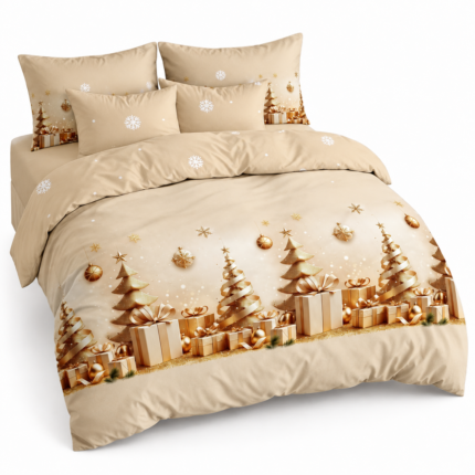 Lenjerie de craciun din bumbac finet 6 piese CS41