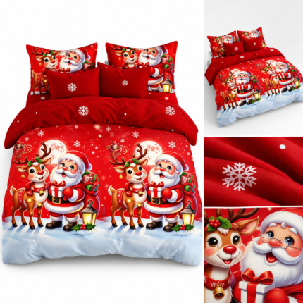 Lenjerie de craciun din bumbac finet 6 piese CS45