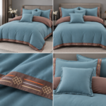 Lenjerie de lux pentru pat brodata  6 piese LX15