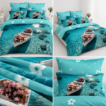 Lenjerie de pat 5D barca DIGITAL PRINT cu elastic 5D104