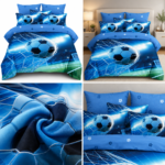 Lenjerie de pat 5D Minge de Fotbal DIGITAL PRINT cu elastic 5D102