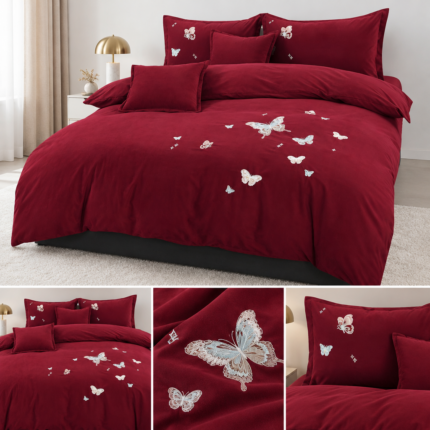 Lenjerie de pat brodata cu  ELASTIC 6 piese LEE01