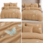 Lenjerie de pat brodata cu  ELASTIC 6 piese LEE03
