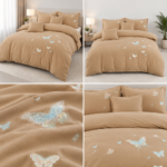 Lenjerie de pat brodata cu  ELASTIC 6 piese LEE03