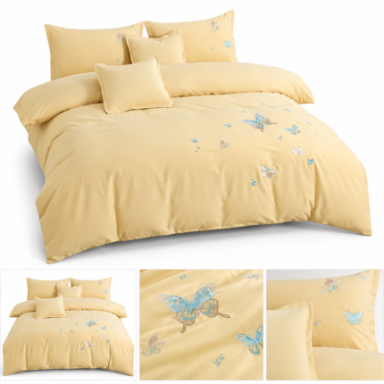 Lenjerie de pat brodata cu  ELASTIC 6 piese LEE06
