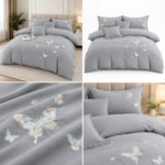 Lenjerie de pat brodata cu  ELASTIC 6 piese LEE10