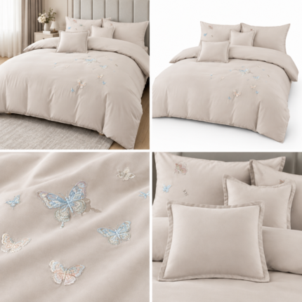 Lenjerie de pat brodata cu  ELASTIC 6 piese LEE11
