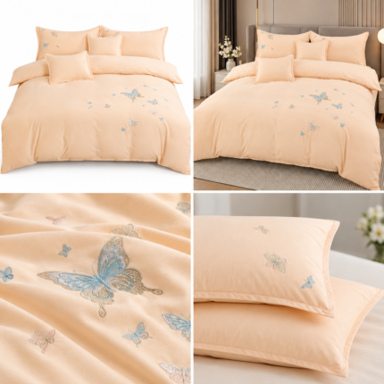 Lenjerie de pat brodata cu  ELASTIC 6 piese LEE12
