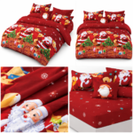 Lenjerie de pat cu elastic pentru Craciun din finet LEPC19