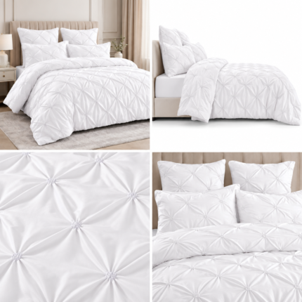 Lenjerie de pat cu elastic Uni cu pliuri 6 piese PUP01