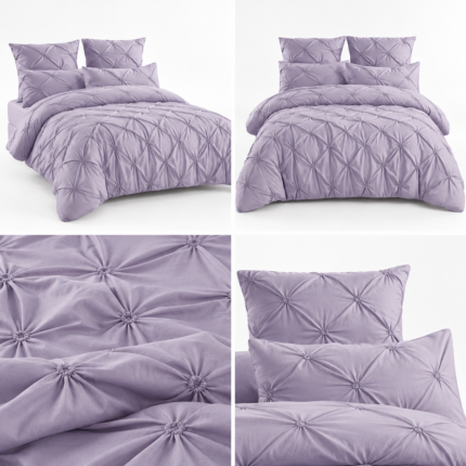 Lenjerie de pat cu elastic Uni cu pliuri 6 piese PUP12