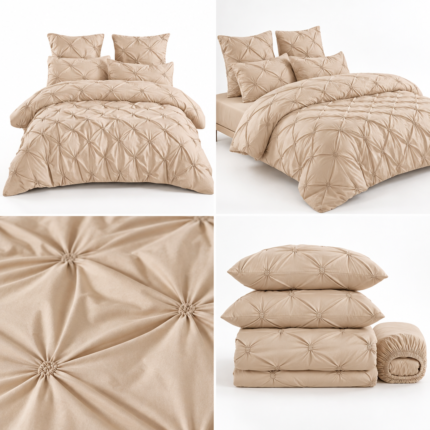 Lenjerie de pat cu elastic Uni cu pliuri 6 piese PUP14