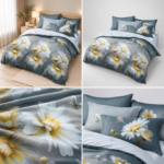 Lenjerie de pat din bumbac finet flori 786