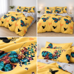 Lenjerie de pat din bumbac finet fluturi 372
