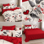 Lenjerie de pat din bumbac finet inimi 778
