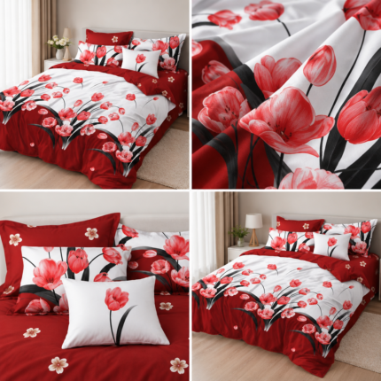 Lenjerie de pat din bumbac finet Super Elegant Pucioasa flori 804