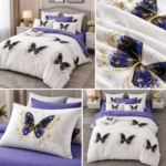 Lenjerie de pat din bumbac finet Super Elegant Pucioasa fluturi 1031