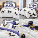 Lenjerie de pat din bumbac finet Super Elegant Pucioasa fluturi 1031