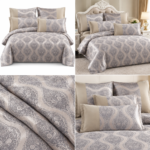 Lenjerie de pat din CATIFEA, 6 piese, clasic crem