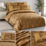 Lenjerie de pat din CATIFEA, 6 piese, classic brown
