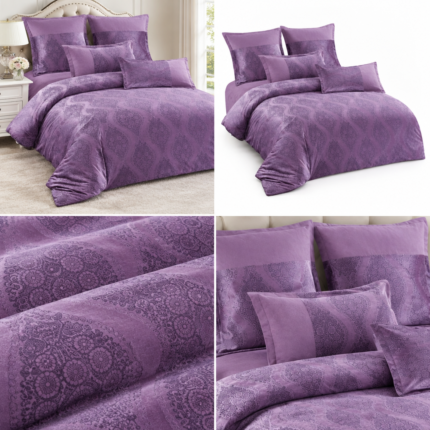 Lenjerie de pat din CATIFEA, 6 piese, mov