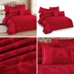 Lenjerie de pat din CATIFEA, 6 piese, red