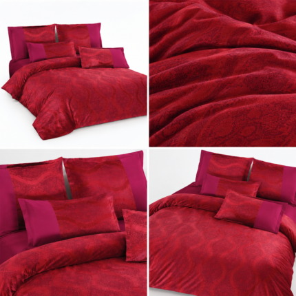 Lenjerie de pat din CATIFEA, 6 piese, rosie