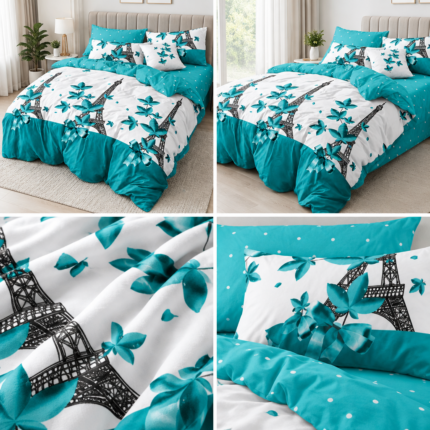 Lenjerie de pat dublu din finet blue paris 945