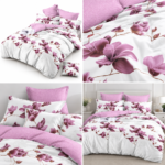 Lenjerie de pat dublu din finet magnolie roz