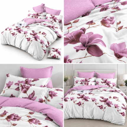 Lenjerie de pat dublu din finet magnolie roz
