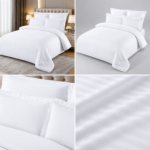 Lenjerie hoteliera Damasc 100% pentru pat Single alb