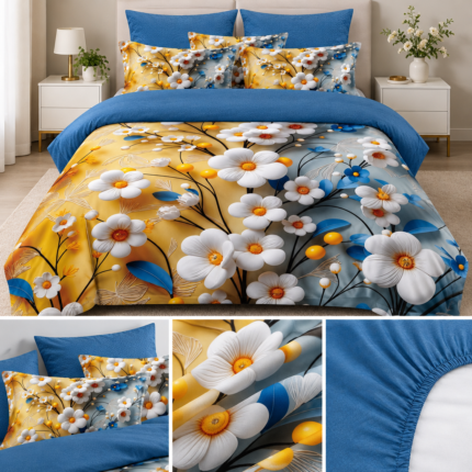 Lenjerie pat dublu 5 D DIGITAL PRINT cu elastic 5D01