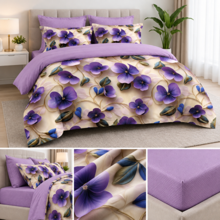 Lenjerie pat dublu 5 D DIGITAL PRINT cu elastic 5D05