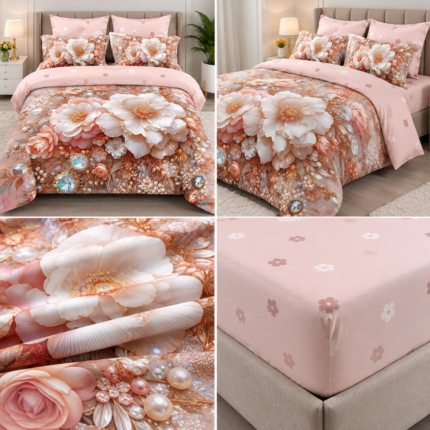 Lenjerie pat dublu 5 D DIGITAL PRINT cu elastic 5D55