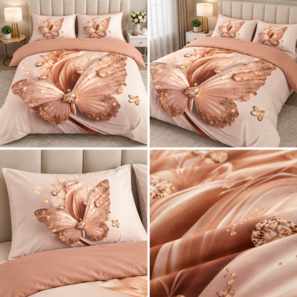 Lenjerie pat dublu 5 D DIGITAL PRINT cu elastic 6 piese  5D40