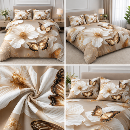 Lenjerie pat dublu 5 D DIGITAL PRINT cu elastic 6 piese 5D41