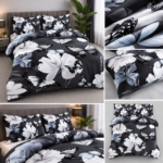 Lenjerie pat dublu 5 D DIGITAL PRINT cu elastic 6 piese 5D43