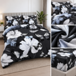 Lenjerie pat dublu 5 D DIGITAL PRINT cu elastic 6 piese 5D43