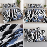 Lenjerie pat dublu 5 D DIGITAL PRINT cu elastic 6 piese 5D44