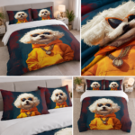 Lenjerie pat dublu 5 D DIGITAL PRINT cu elastic 6 piese 5D45