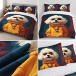Lenjerie pat dublu 5 D DIGITAL PRINT cu elastic 6 piese 5D45